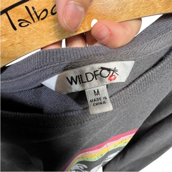 Wildfox "Easy Does It" Rainbow Sweatshirt | Soft Grey | Women's Medium - Picture 5 of 8